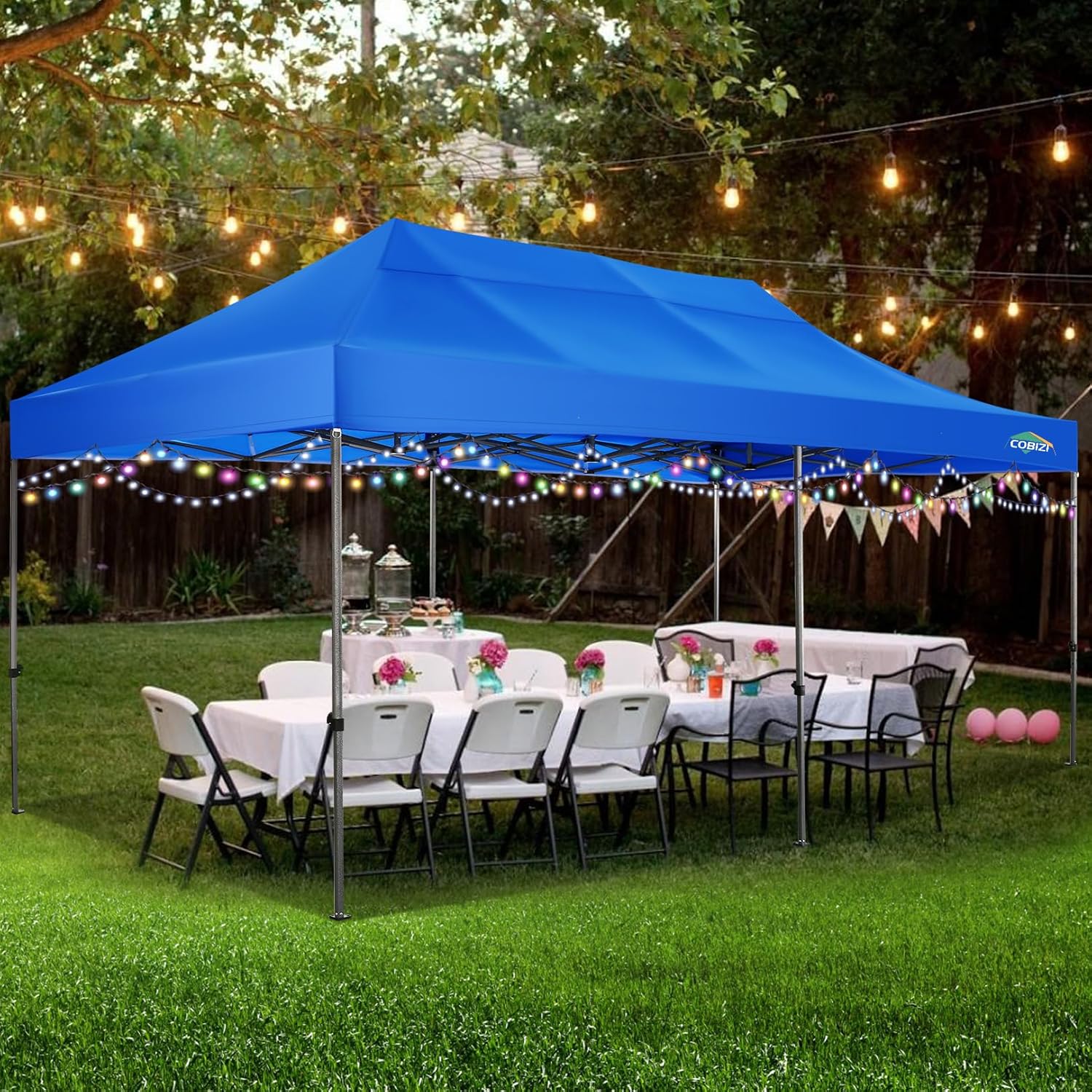 COBIZI - Toldo desplegable de 10 x 20 Pulgadas con 6 Paredes Laterales, toldo Impermeable para Eventos al Aire última intervensión, UPF 50+ cenador portátil para Fiestas, Playa, Camping, Boda,