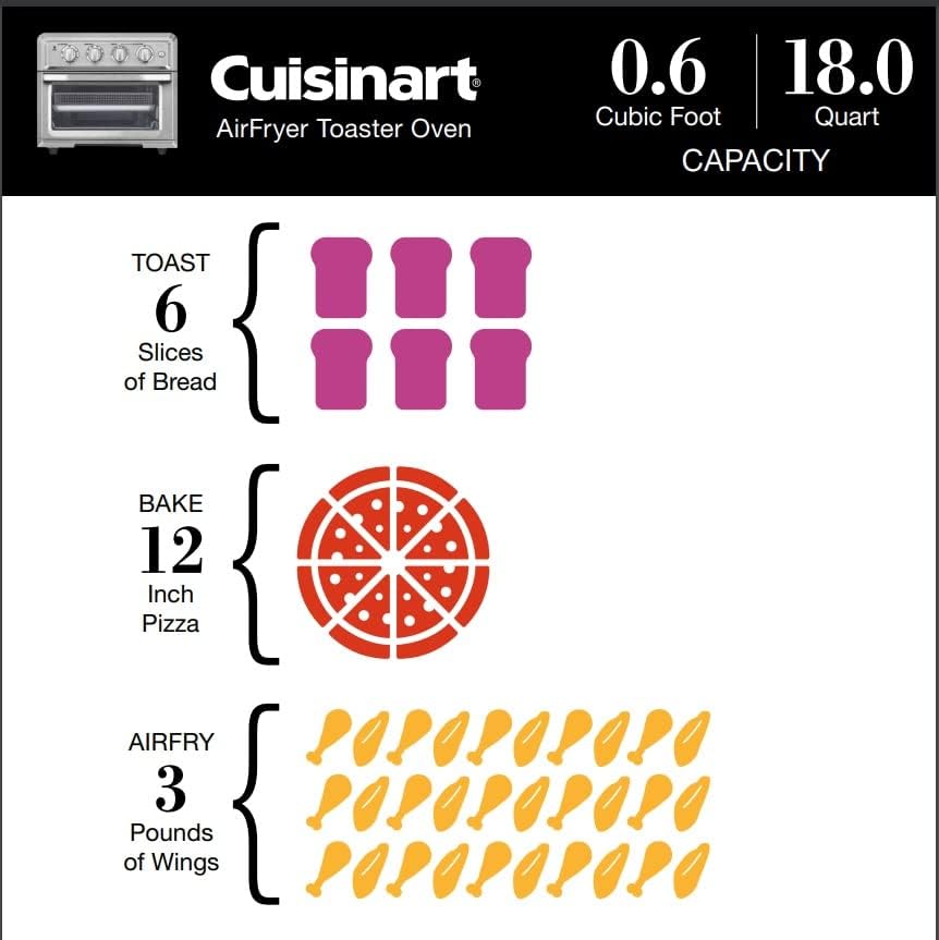 Cuisinart TOA-65 Horno Air Fryer Digital Deshidratador, Grande, Plata