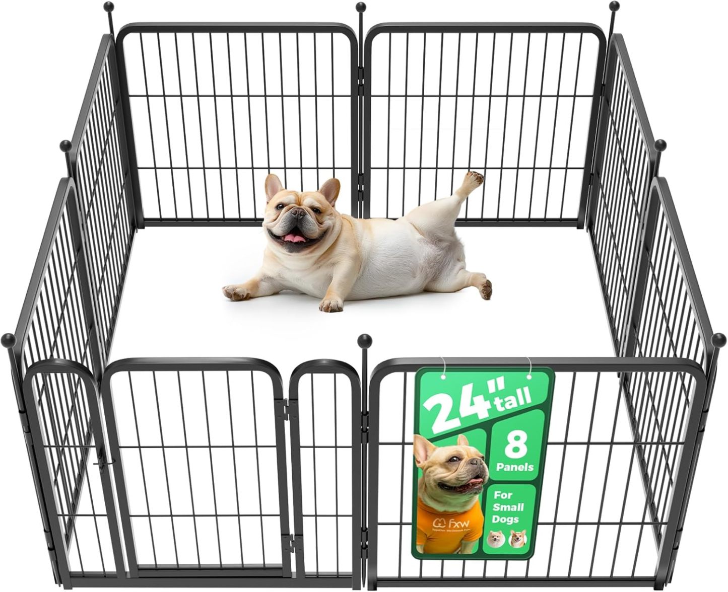 FXW Rollick Corral para Perros para Patio, RV Camping│Patentado, 24 Pulgadas 8 Paneles