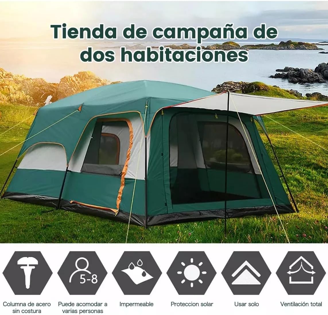 UNIFULL Gran Tienda de Campaña de 8-12 Personas, con Bolsa de Transporte