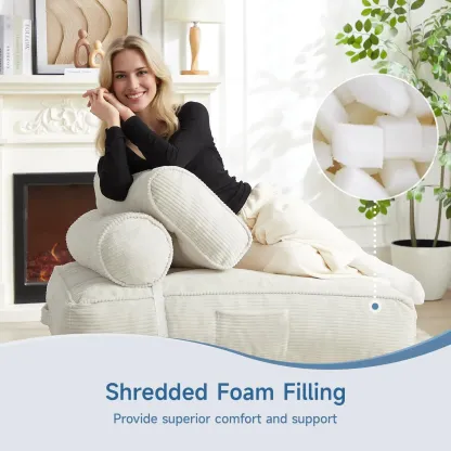 Sofá cama plegable con almohada, sillón convertible con respaldo de apoyo, silla cama plegable portátil de pana, cómodo sofá lounge de suelo para sala de estar — Individual
