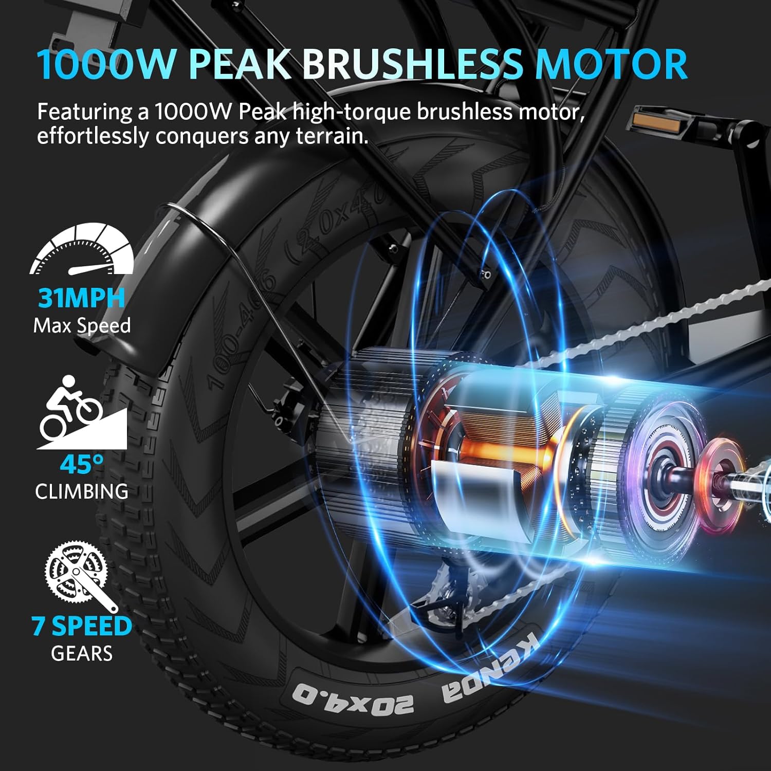 OUXI V8 - Bicicleta eléctrica para Adultos, Bicicleta de montaña eléctrica con Motor de 750 W, 48 V, 15 Ah, batería extraíble más Grande, 31 mph, 20 Pulgadas, Bicicleta E, Bicicleta Shi-Mano 7