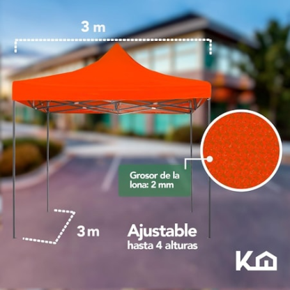 Toldo Carpa Impermeable Plegable Acero 2x2 M Bolsa