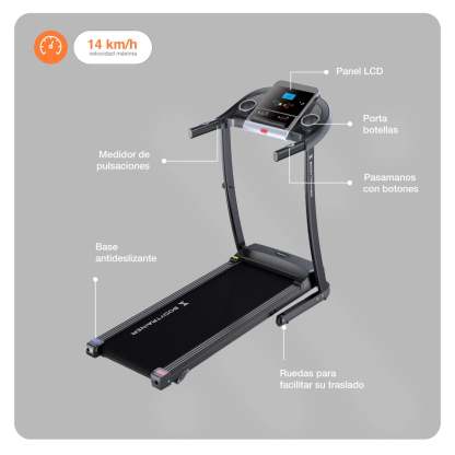 Caminadora Eléctrica BodyTrainer B2-400 Plegable con Display LED Velocidad Máx 14 Km/h