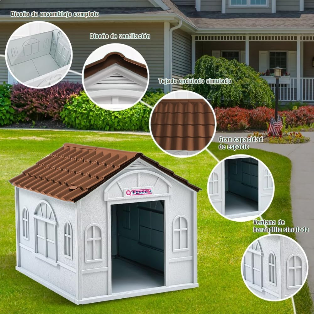 Casa Térmica para Perro Raza Grande | Incluye Puerta Metálica | 99 x 84 x 82 cm | Impermeable con Ventilación | Material Resistente al Exterior.