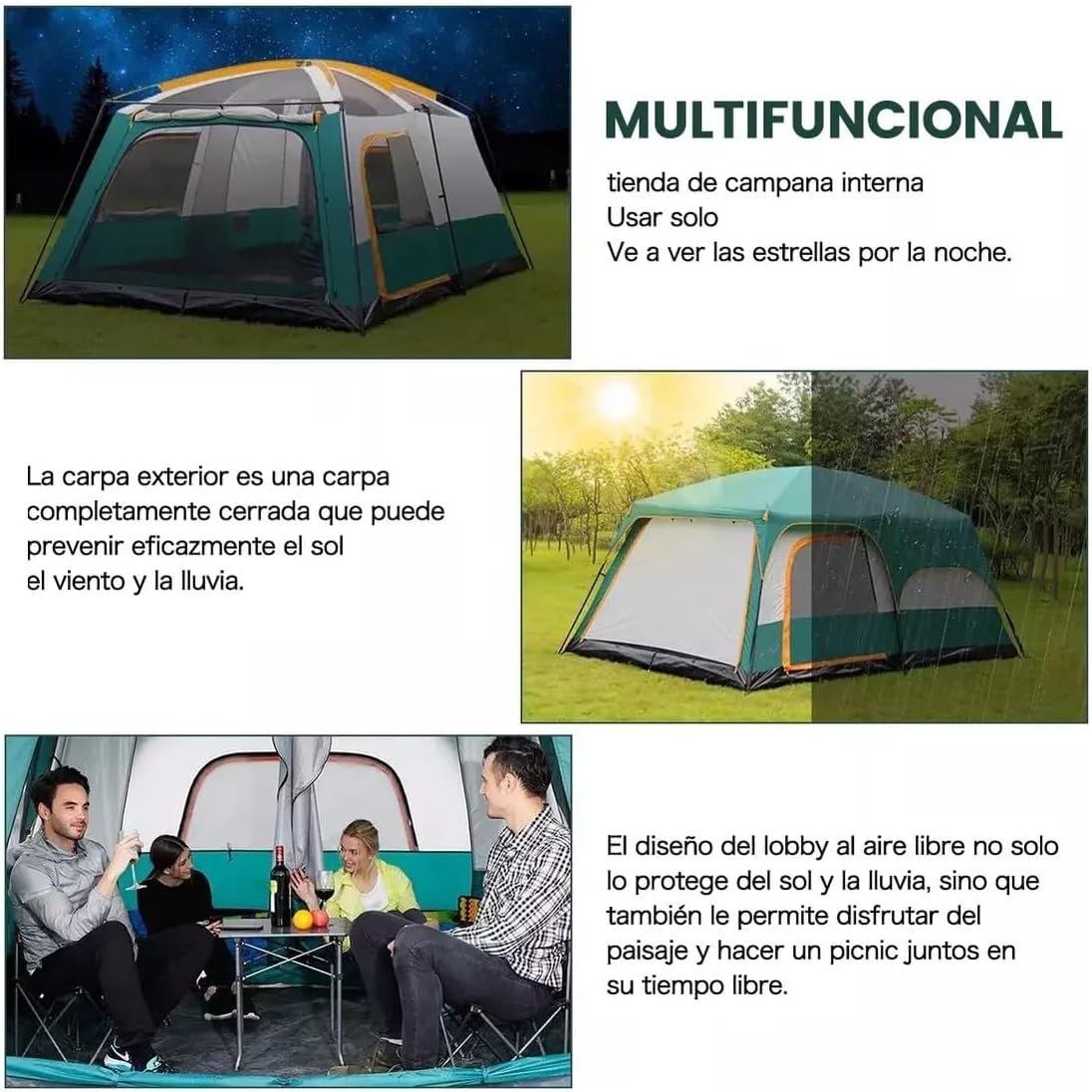 UNIFULL Gran Tienda de Campaña de 8-12 Personas, con Bolsa de Transporte