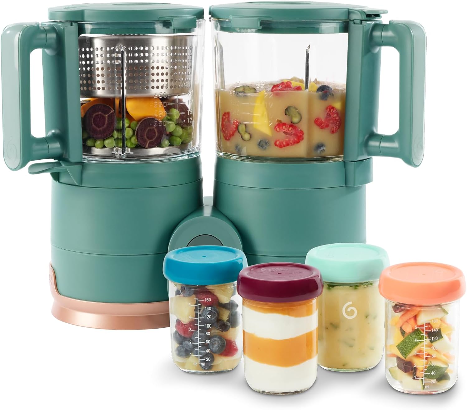Babymoov Duo Meal 6 en 1: Procesador de Alimentos para Bebés con Vaporizador y Licuadora de Velocidades Múltiples, Calienta y Descongela (Aprobado por Nutricionistas), Gris