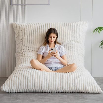 MAXYOYO - Puf plegable para sofá, cama, colchón de piso para adultos, extra grueso, 6 pliegues, sofá para recámara, sala de estar, beige, 135 x 240 cm