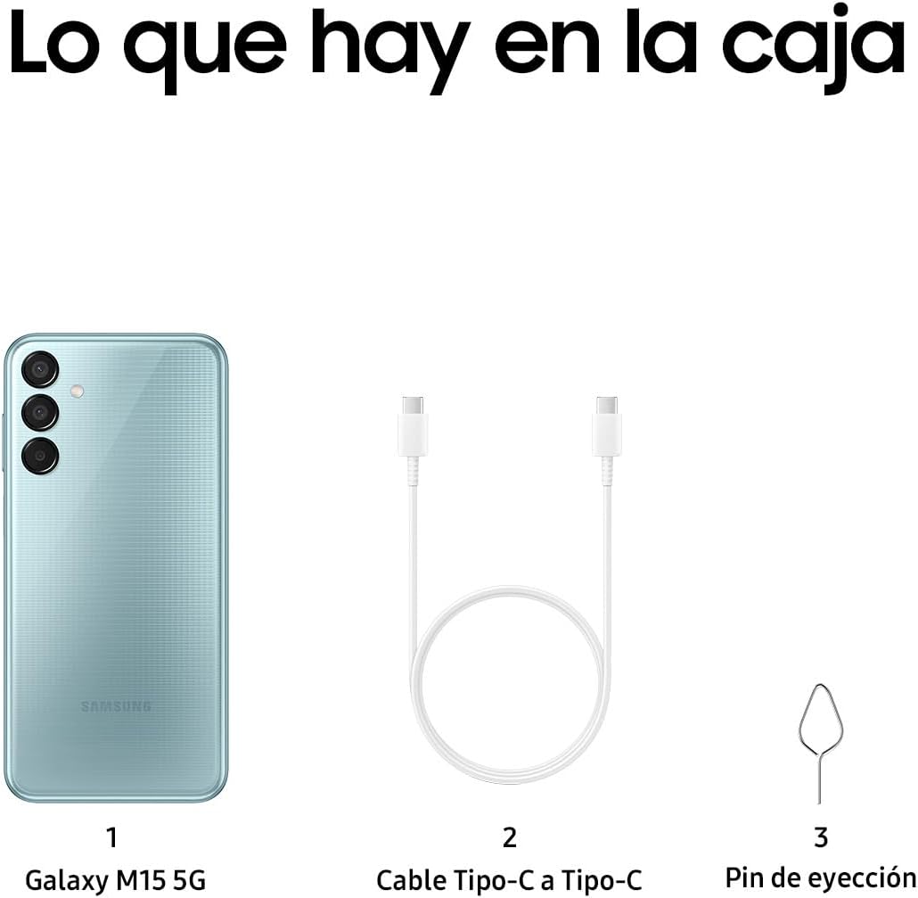 Celular Galaxy M15 5G Azul Claro 4GB RAM 128/256/512GB, Smartphone Nacional con Garantía