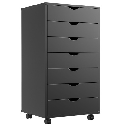 Cómoda EDX de 7 cajones: amplio armario de madera para organizar el dormitorio, el hogar y la oficina, color blanco