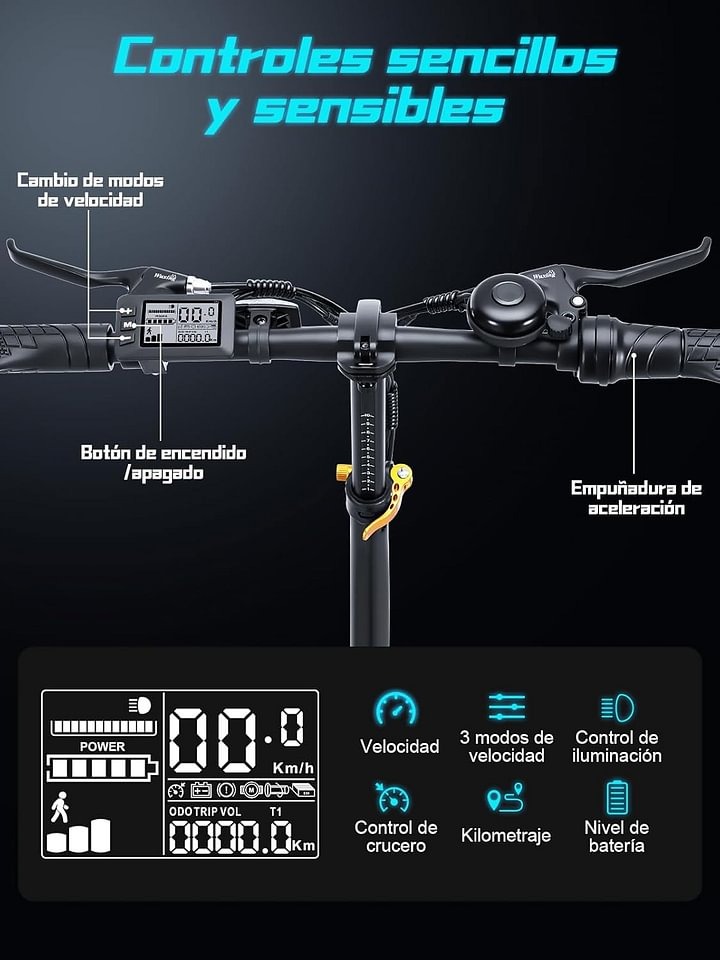 HONEYWHALE BW02 Bicicleta Electrica Plegable para Adultos, Potencia Máxima del Motor 790W, Velocidad Máxima 40KM/H, Autonomía 40-45KM, Batería (48V, 10.4AH), Scooter de Movilidad