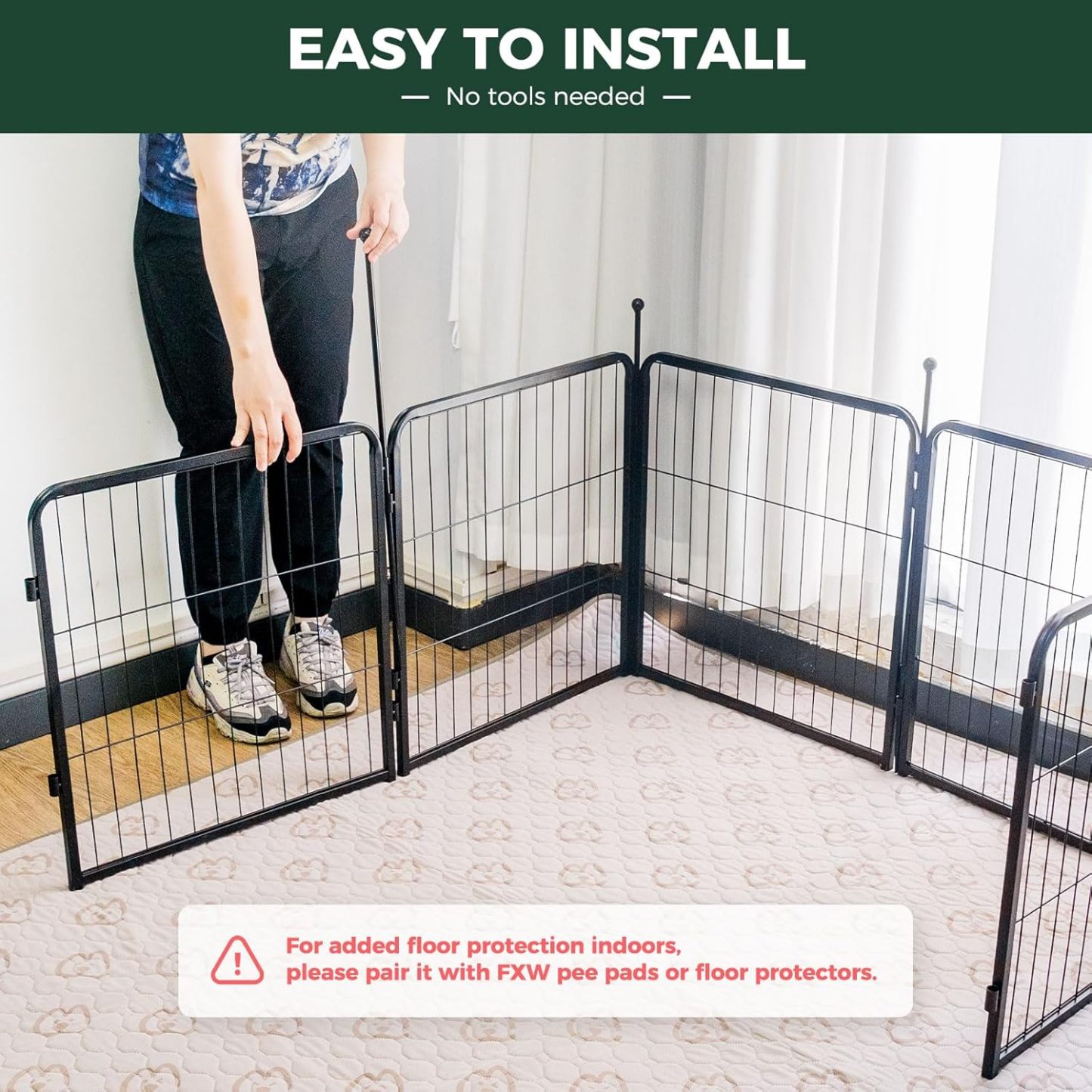 FXW Rollick Corral para Perros para Patio, RV Camping│Patentado, 24 Pulgadas 8 Paneles