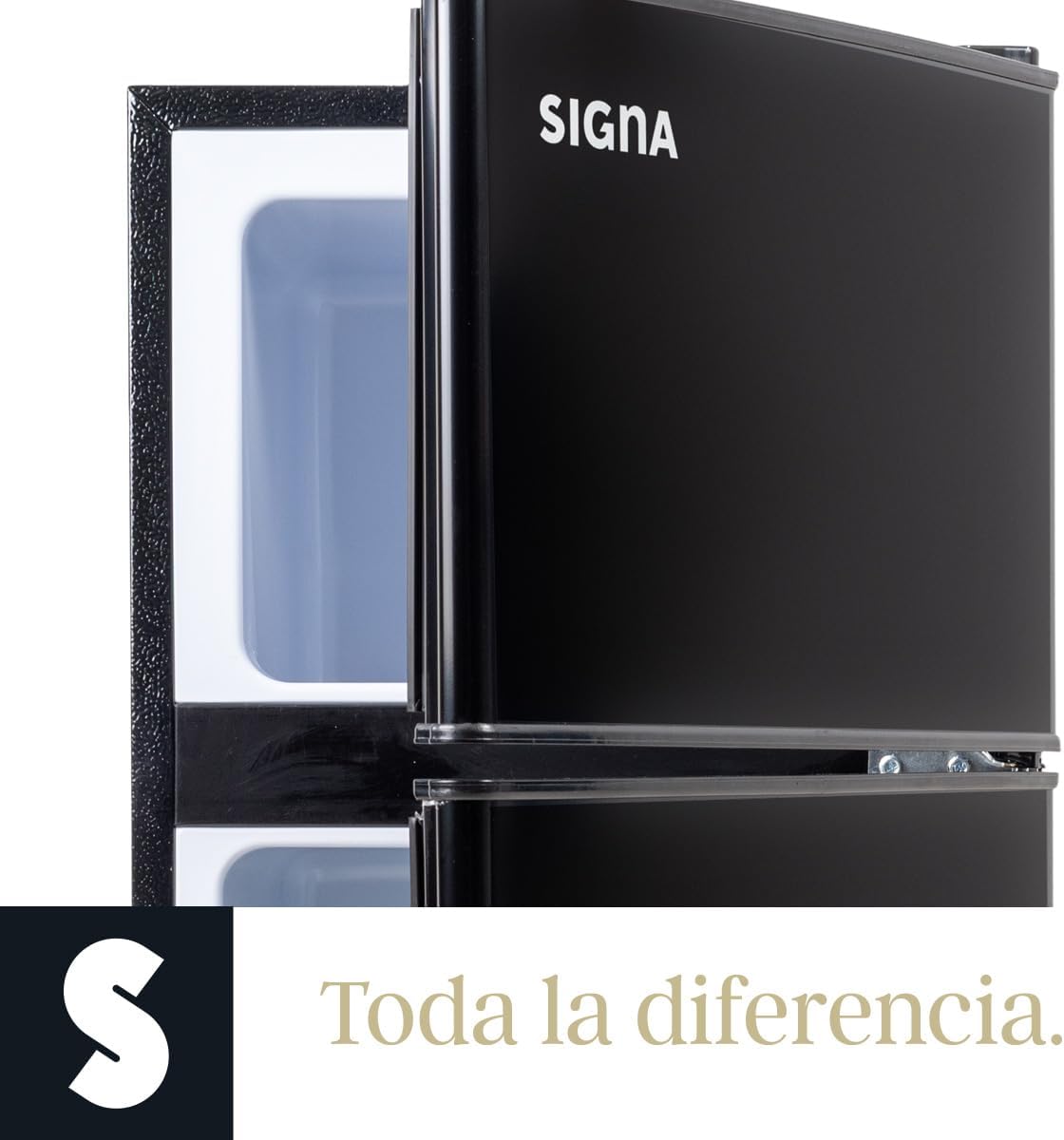 SIGNA Mini Refrigerador 86L (3 pies cubicos) Frigobar Compacto Silver Refrigerador Pequeño Con congelador de Acero Inoxidable Ideal Para Espacios Pequeños Frigobar Mini Multifuncional