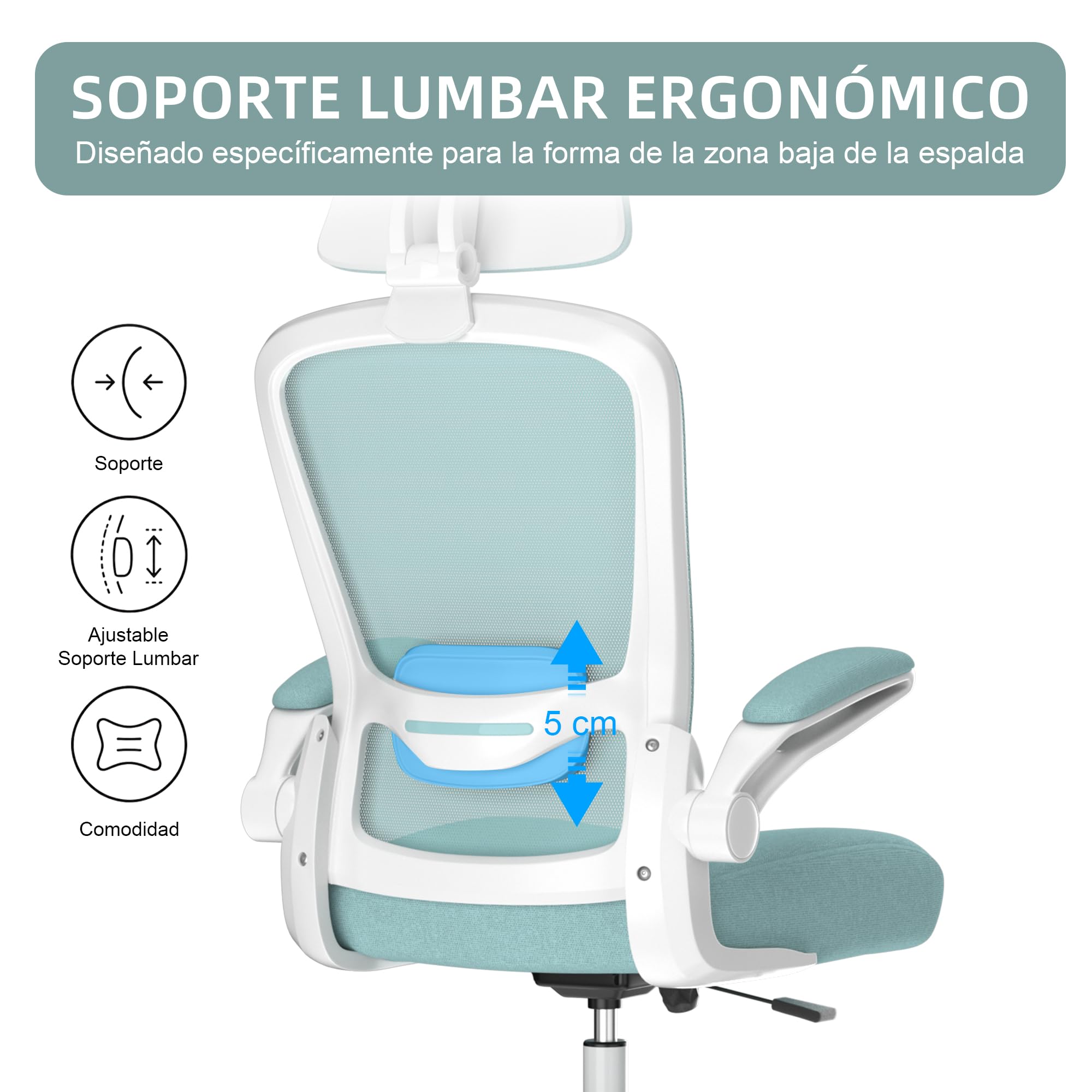 Silla Ergonómica de Oficina Mimoglad con Respaldo Alto, Soporte Lumbar Ajustable, Reclinación de 90° a 135° y Malla Transpirable