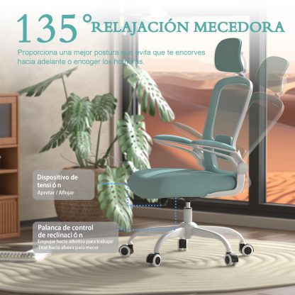 Silla Ergonómica de Oficina Mimoglad con Respaldo Alto, Soporte Lumbar Ajustable, Reclinación de 90° a 135° y Malla Transpirable