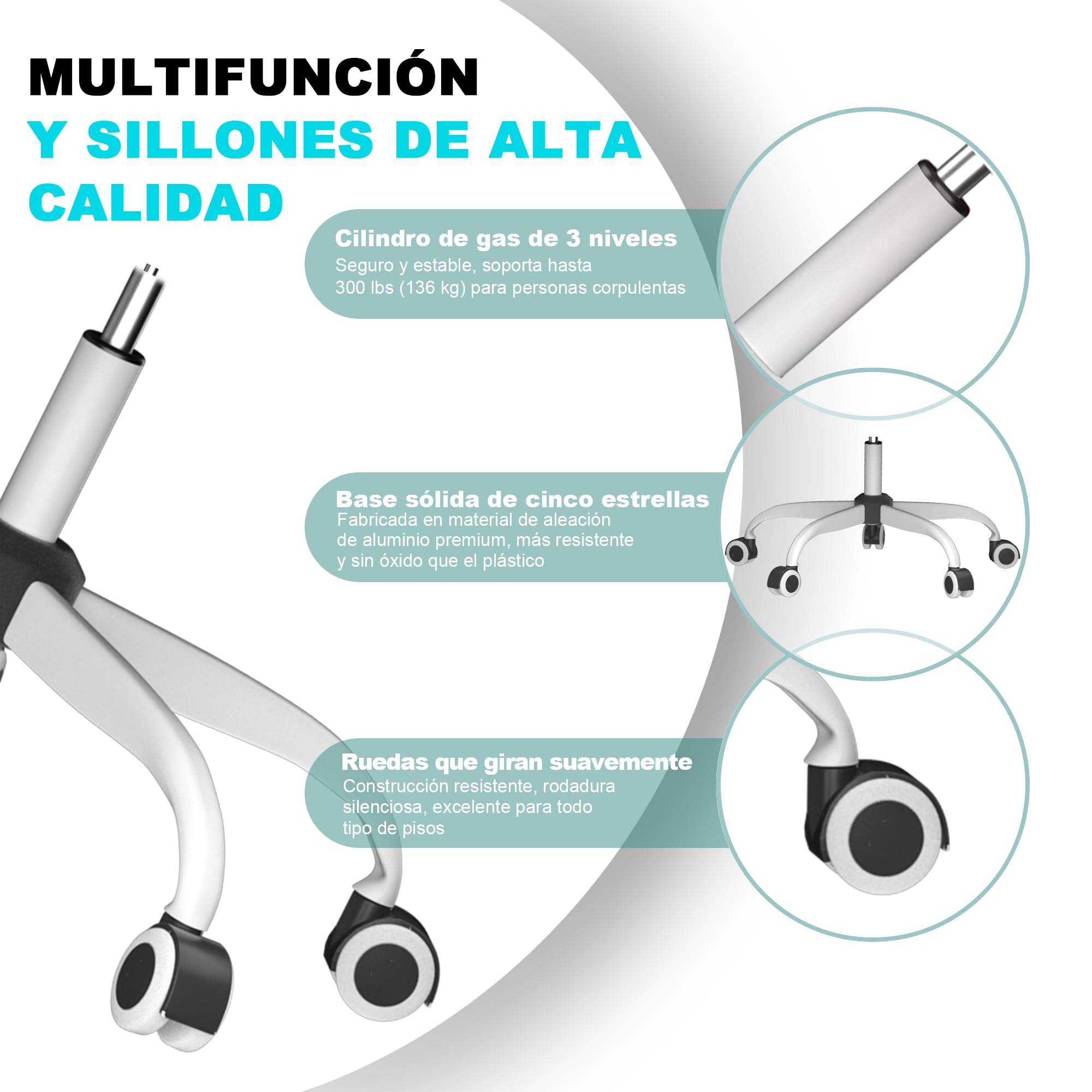 Silla Ergonómica de Oficina Mimoglad con Respaldo Alto, Soporte Lumbar Ajustable, Reclinación de 90° a 135° y Malla Transpirable