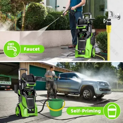 Lavadora de Alta Presión Eléctrica 4800 PSI 3.2 GPM con 4 Puntas Diferentes, Máquina de Limpieza de Alta Potencia de 1800W para Coches, Patios y Limpieza de Pisos