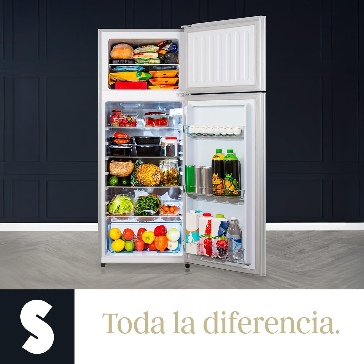 SIGNA Refrigerador 210L (7.4 pies cubicos) Frigobar Compacto Silver Refrigerador Con congelador de Acero Inoxidable Ideal Para Espacios Pequeños Frigobar Multifuncional (Plateado)