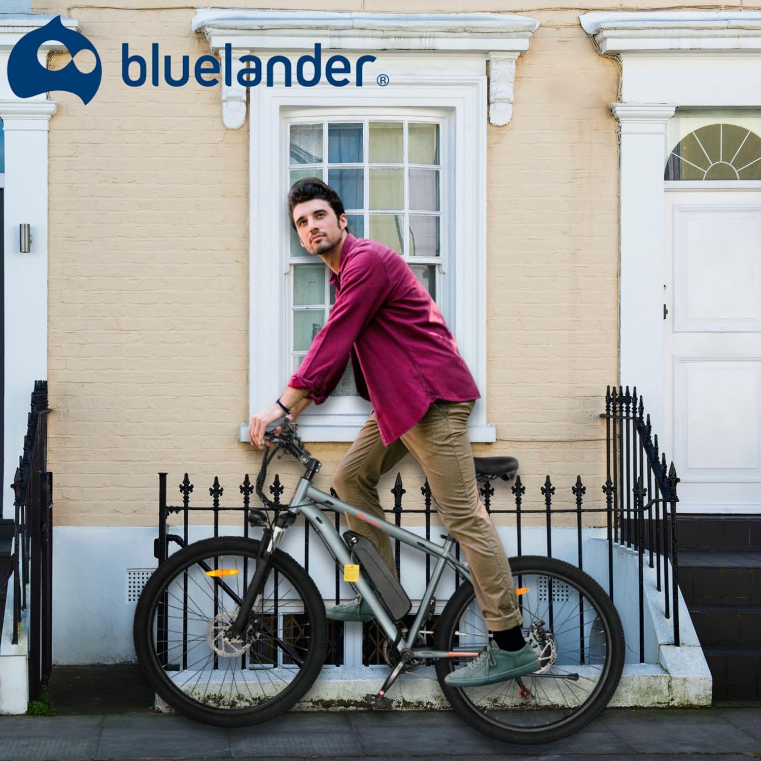 Bluelander Bicicleta Eléctrica para Adultos, Bicicleta Electrica Rodada 26, Velocidad Máxima de 32 km/h, 7 Velocidades, Potencia del Motor de 36 V/350 W, Pantalla, Frenos de Disco