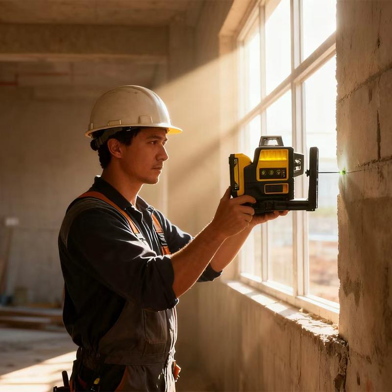 Nivel láser de 12 líneas, indicador verde para exteriores, resistente al agua, herramienta de alta precisión, ajuste vertical de 360°, batería de 12 V.