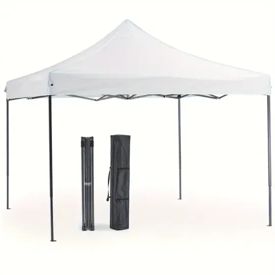 Carpa con dosel, refugio portátil emergente para exteriores de 10 x 10 pies, fácil cierre central de 1 empuje, protección UV y bolsa de transporte.