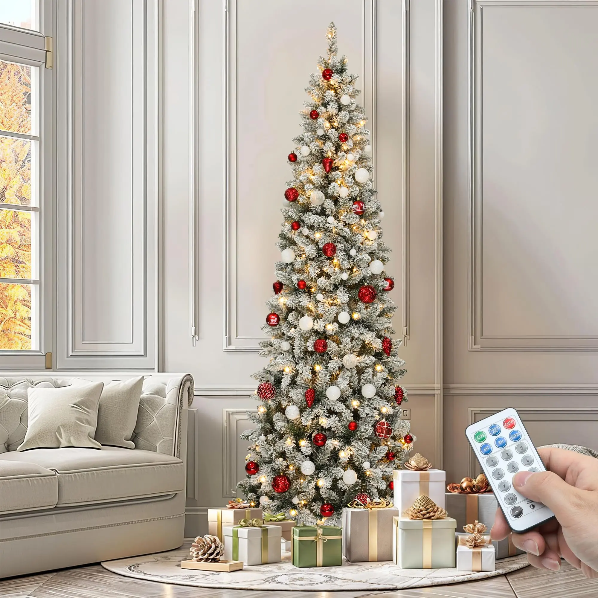 Árbol de Navidad Artificial YITAHOME Preiluminado con 11 Modos de Luz y Control Remoto, 6, 7.5 y 9 Pies, Varios Estilos