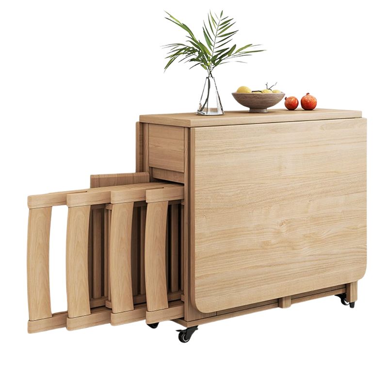 Juego de mesa plegable de comedor plegable, mesa de comedor extensible de madera con 4 sillas