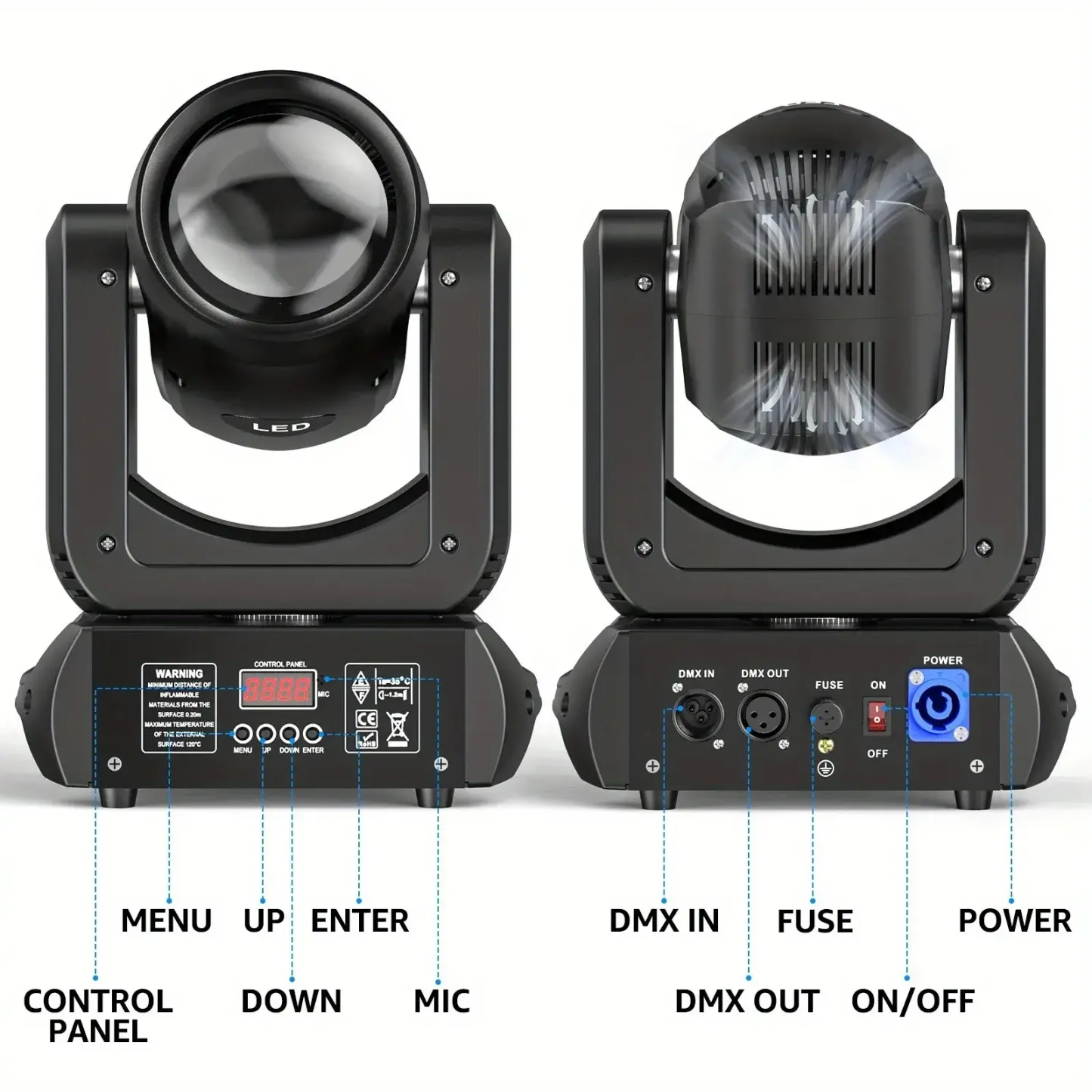 Cabeza Móvil 150W Beam DJ con Prisma 18, DMX y Control de Sonido
