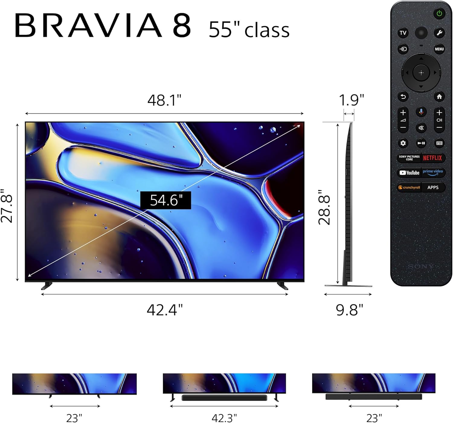 Sony BRAVIA 8 Pantalla 77” OLED con Procesador XR 4K Ultra HD Google