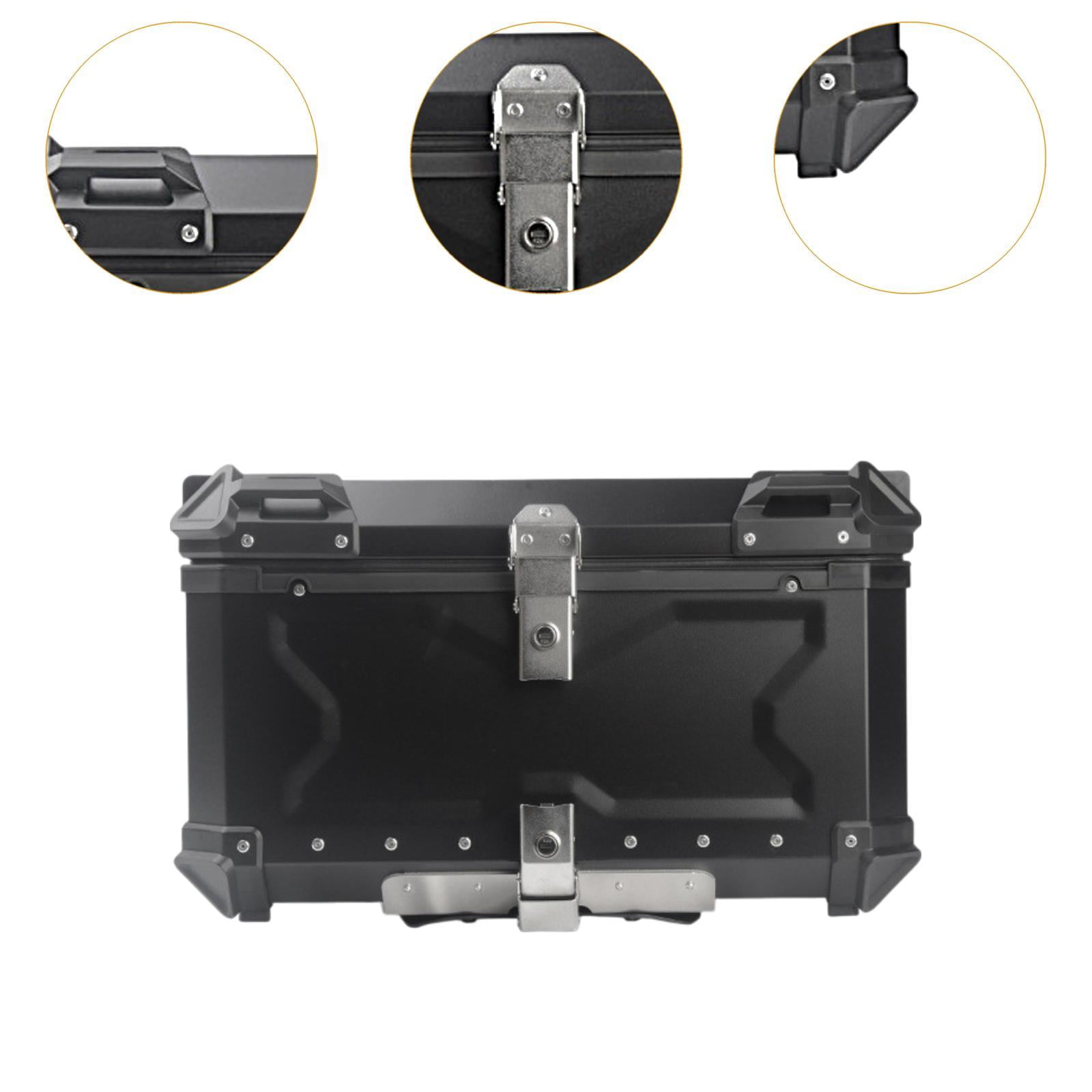 Baúl de motocicleta genérico, caja trasera, organizador de aluminio a prueba de golpes, caja para casco, baúl de almacenamiento de equipaje para 45L Plata