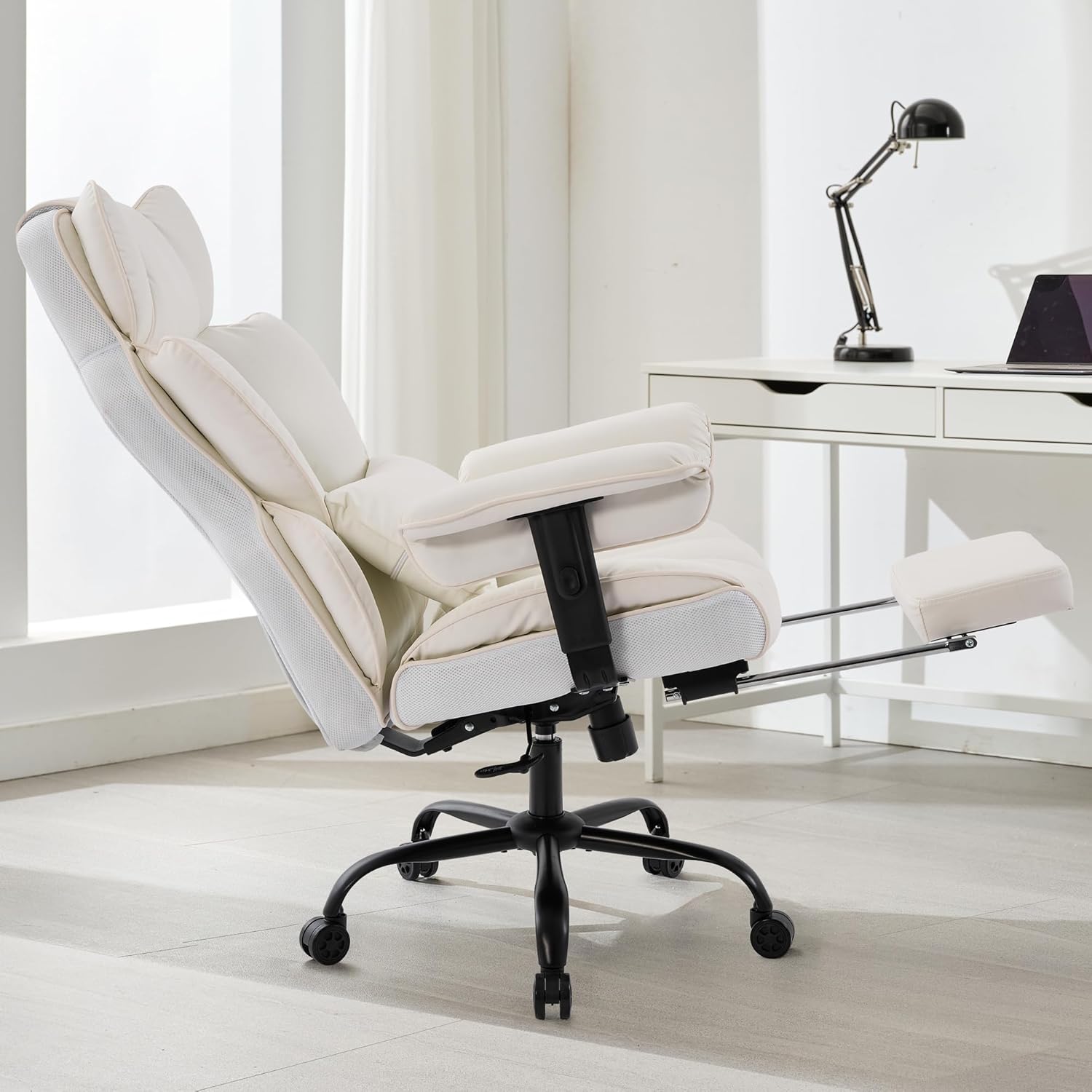 Gzagdecr - Silla de oficina grande y alta de 400 libras, silla de juego de piel sintético con respaldo alto, silla reclinable, silla de oficina ergonómica ejecutiva, soporte lumbar, silla de