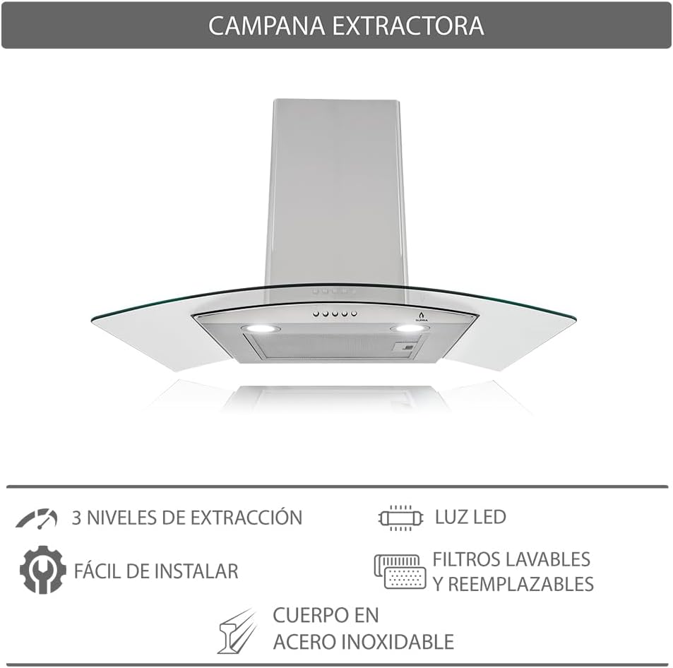 SUPRA Tricombo empotrable Zenit, Parrilla a gas de 5 quemadores para empotrar Mod. ZEGNA, Campana extractora de pared Mod. CC-76,Horno en acero inoxidable con cristal templado Mod. SILVER VORTEX
