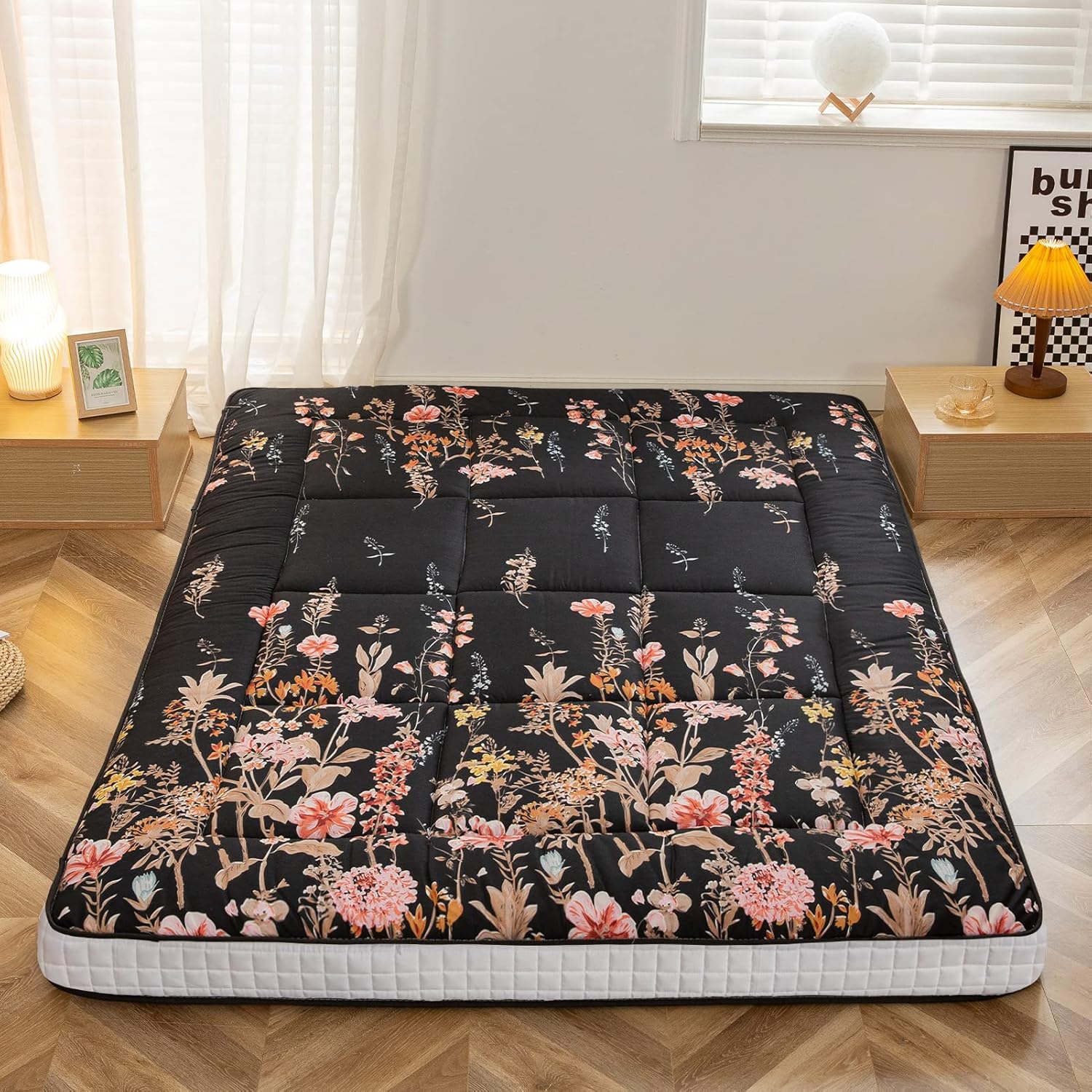 MAXYOYO - Puf plegable para sofá, cama, colchón de piso para adultos, extra grueso, 6 pliegues, sofá para recámara, sala de estar, beige, 135 x 240 cm
