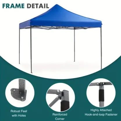 Carpa con dosel, refugio portátil emergente para exteriores de 10 x 10 pies, fácil cierre central de 1 empuje, protección UV y bolsa de transporte.