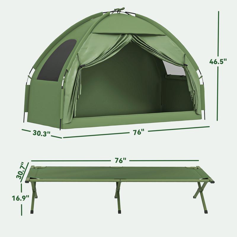 #Summervibes Cama plegable de camping Outsunny para 1/2 persona con tienda de campaña, colcha, colchón de aire grueso, cama de camping elevada 4 en 1 para senderismo al aire libre, picnic y viajes.