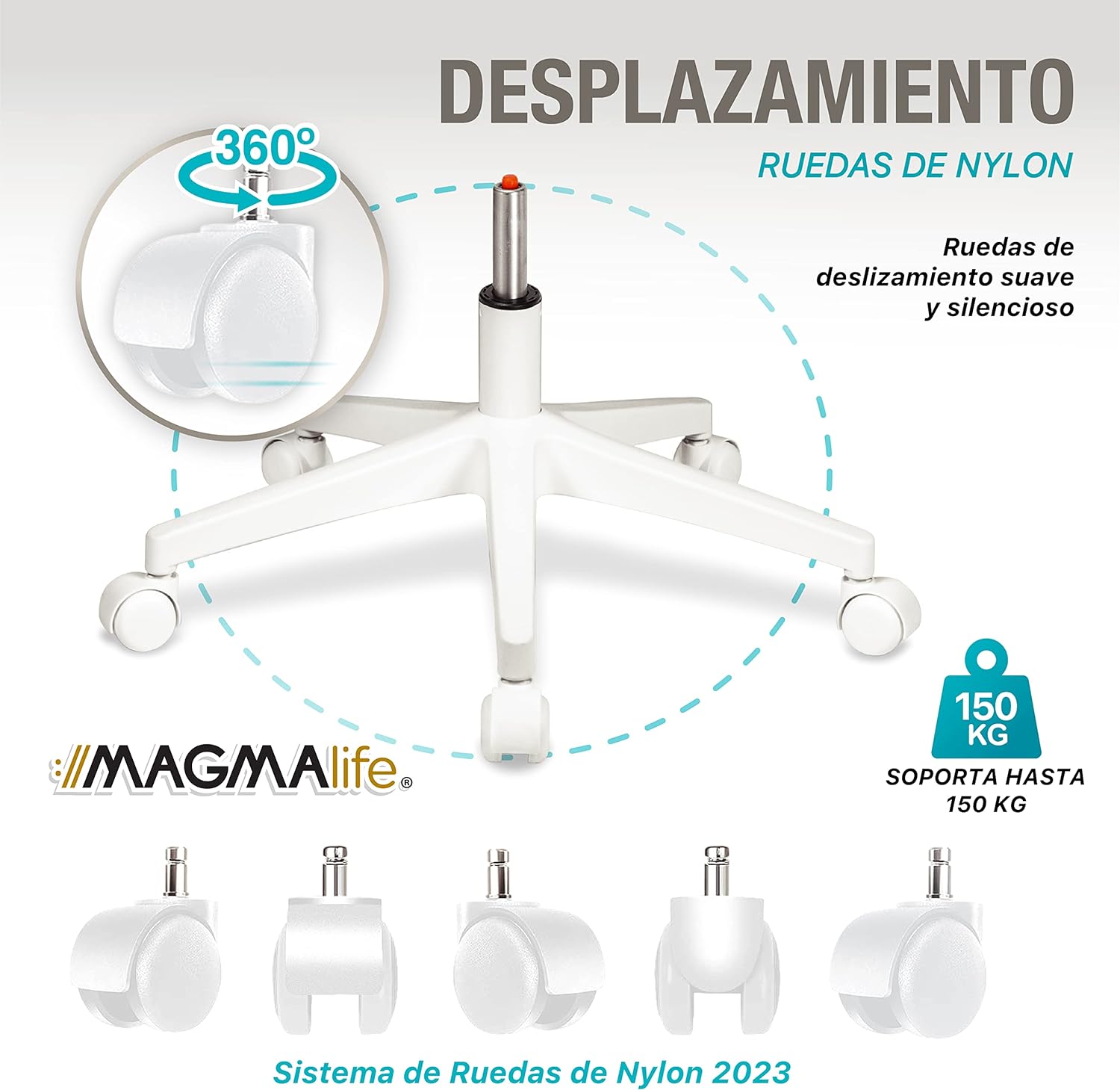 MAGMALIFE Silla Ergonómica de Escritorio con Respaldo de Malla Transpirable, Moderna y Elegante, Silla Giratoria con Soporte Lumbar y Cómodos Descansabrazos (Azul Cerúleo)