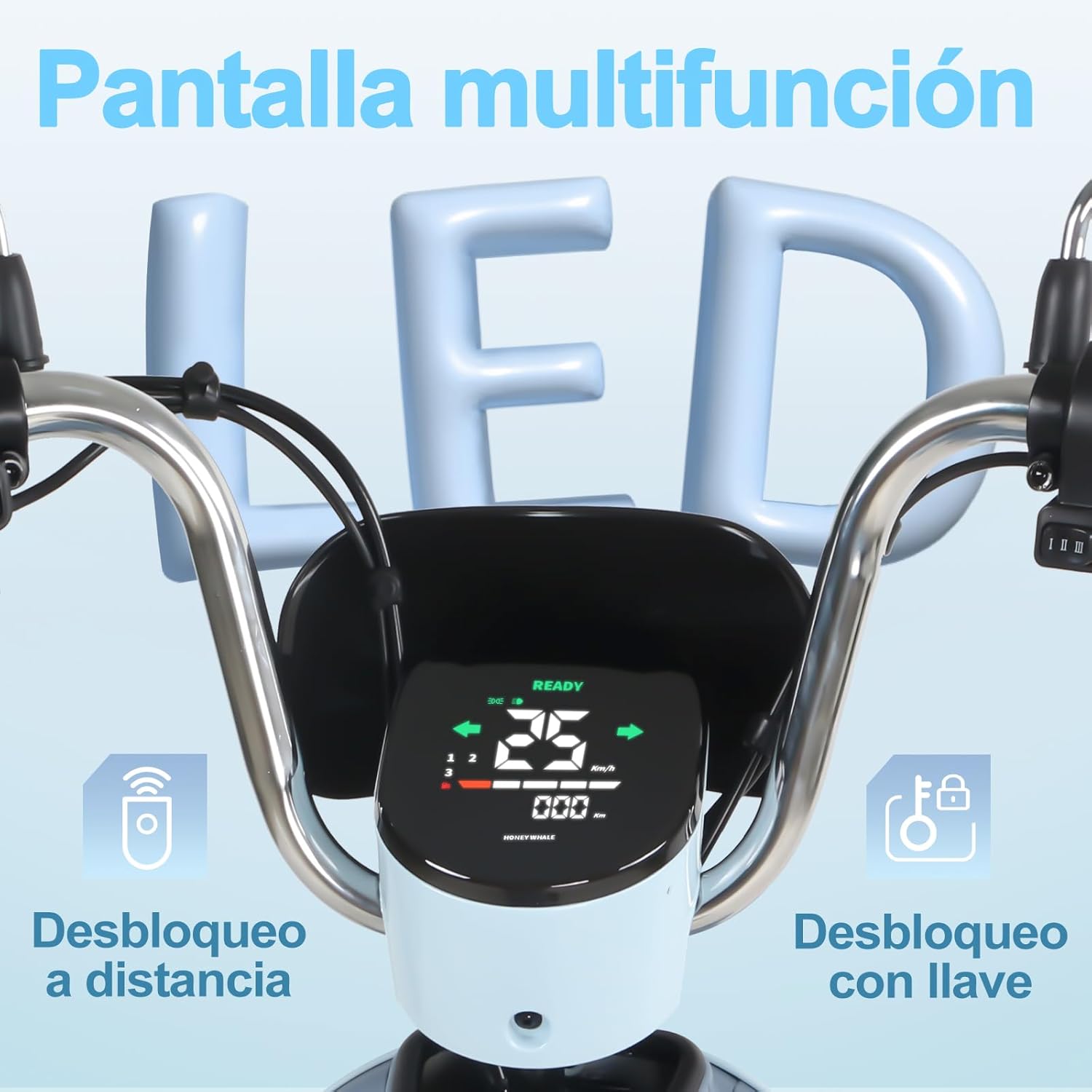 HONEYWHALE UNA Bicicleta Electrica para Adultos, Moto Electrica con Alarma, Potencia Motor MAX 800W, Velocidad MAX 45KM/H, Autonomía 60KM, Bateria 20AH de Gran Capacidad