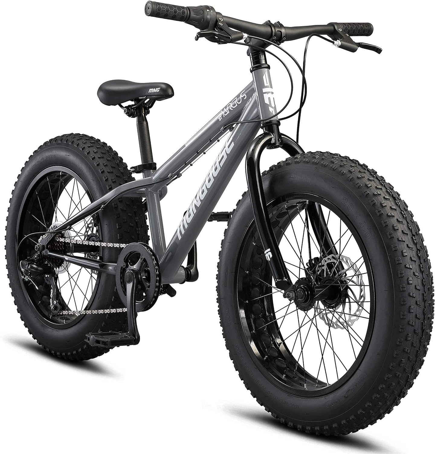 Mongoose Argus ST & Trail Fat Tire Bicicleta de montaña para Adultos jóvenes Hombres y Mujeres, Ruedas de 20 a 26 Pulgadas, Frenos de Disco mecánicos, Marco de Acero o Aluminio y Opciones de 7 o 16