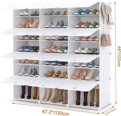 HOMIDEC - clóset de almacenamiento de zapatos, 48 pares de zapateros de 3 por 8 niveles, organizador de zapatos para ahorrar espacio, para clóset, pasillo, sala de estar, recámara, cochera (blanco)