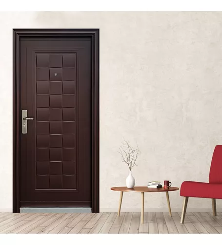 Protecto Home | Puerta de Seguridad Toledo 95-205 Apertura Derecha 100% Acero Color Chocolate