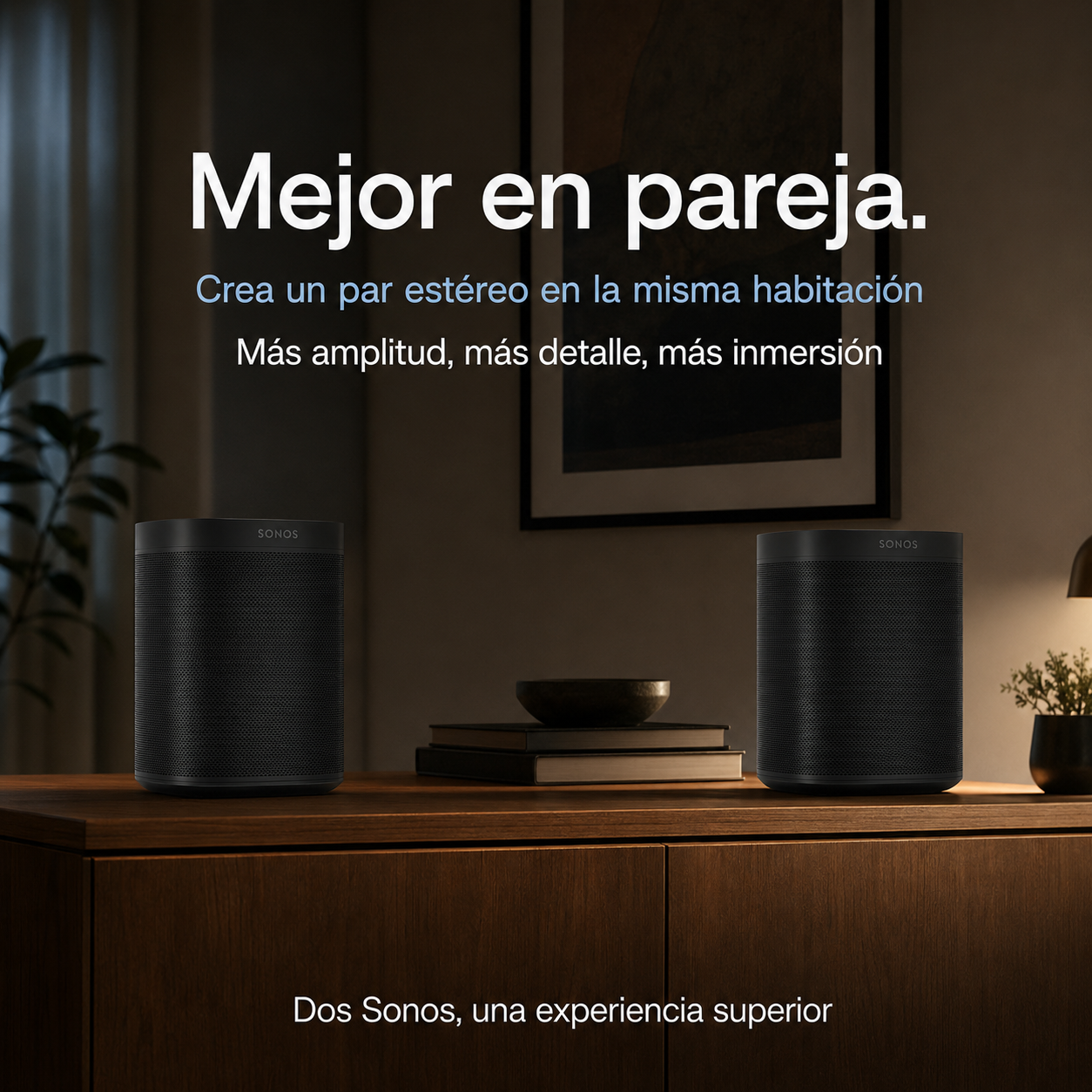 Bocina Inteligente Sonos One con Alexa, Wi-Fi, AirPlay 2, Trueplay y Sonido Estéreo