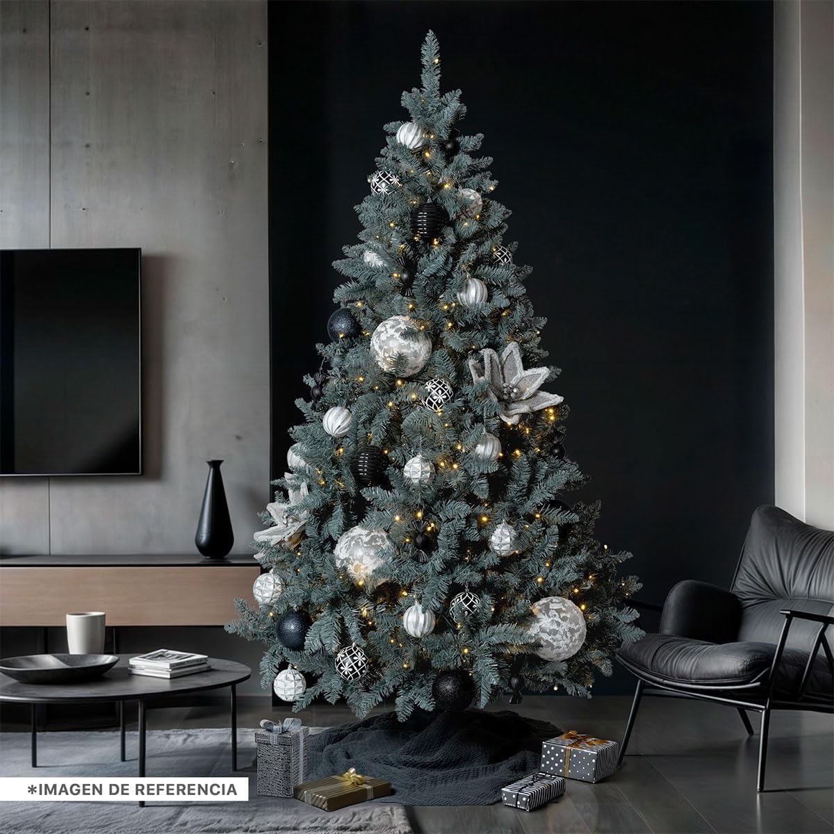 ESQUIMAL Árbol de Navidad Frondoso Pino Navideño Plegable, Cedro del Himalaya (Verde, 2.2 m)