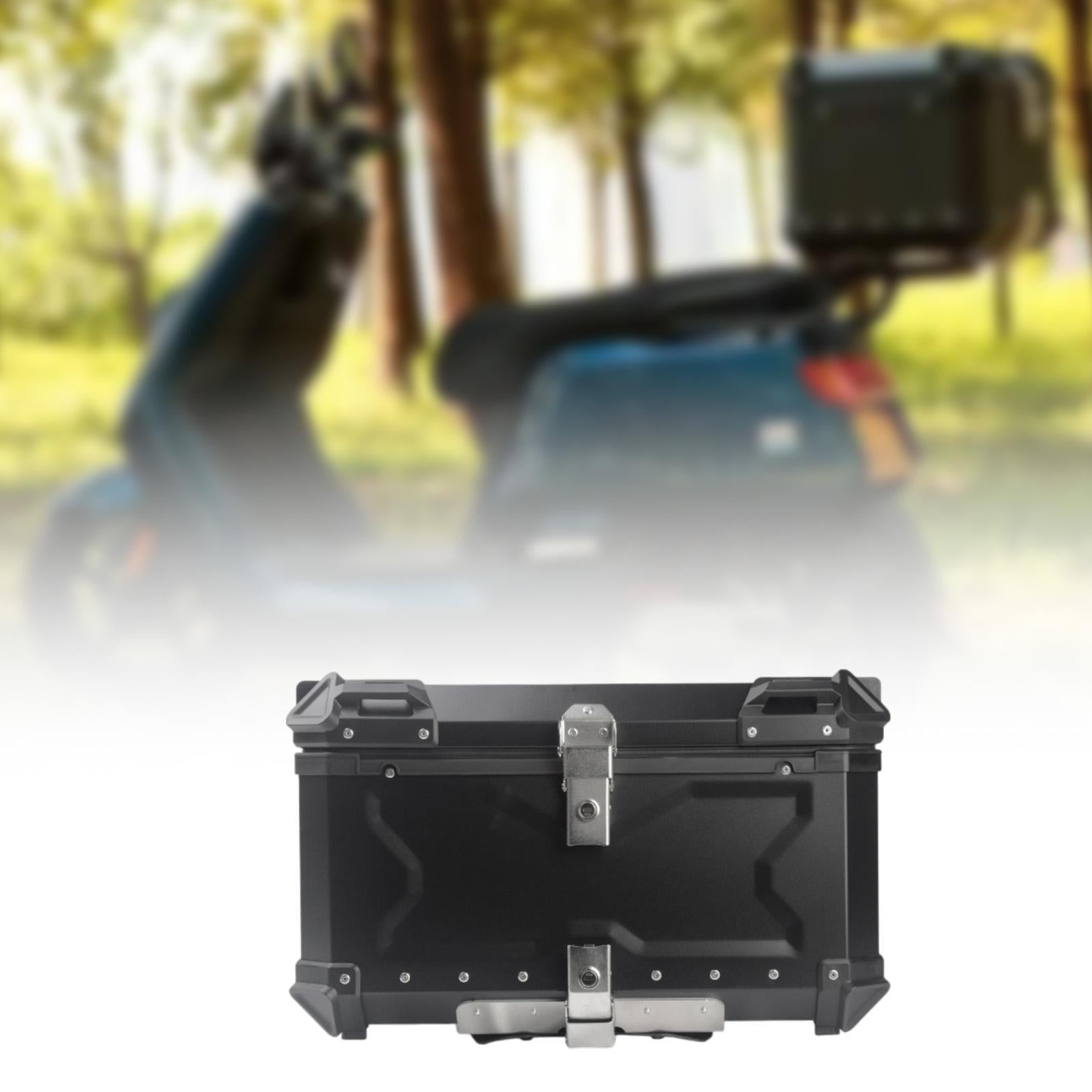 Baúl de motocicleta genérico, caja trasera, organizador de aluminio a prueba de golpes, caja para casco, baúl de almacenamiento de equipaje para 45L Plata