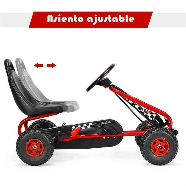 Costway Go kart de Pedales para Niños con 4 Ruedas Antideslizantes Asiento Envolvente y Freno de Mano Rojo 92 x 50 x 53 cm Costway Modern