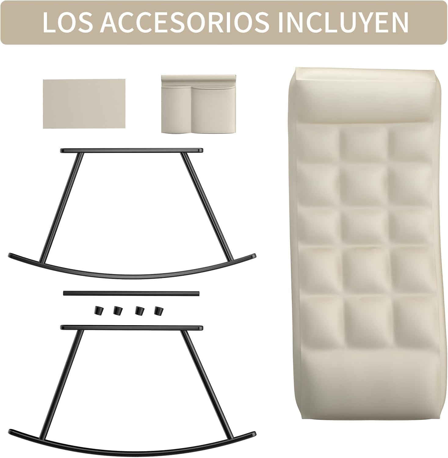 Sillas Mecedora, sillón reclinable Mecedora con Respaldo Regulable y reposapiernas, Sillón Reclinable para Salón, Dormitorio, balcón y Oficina, Puede soportar 300 kg (Blanquecino)