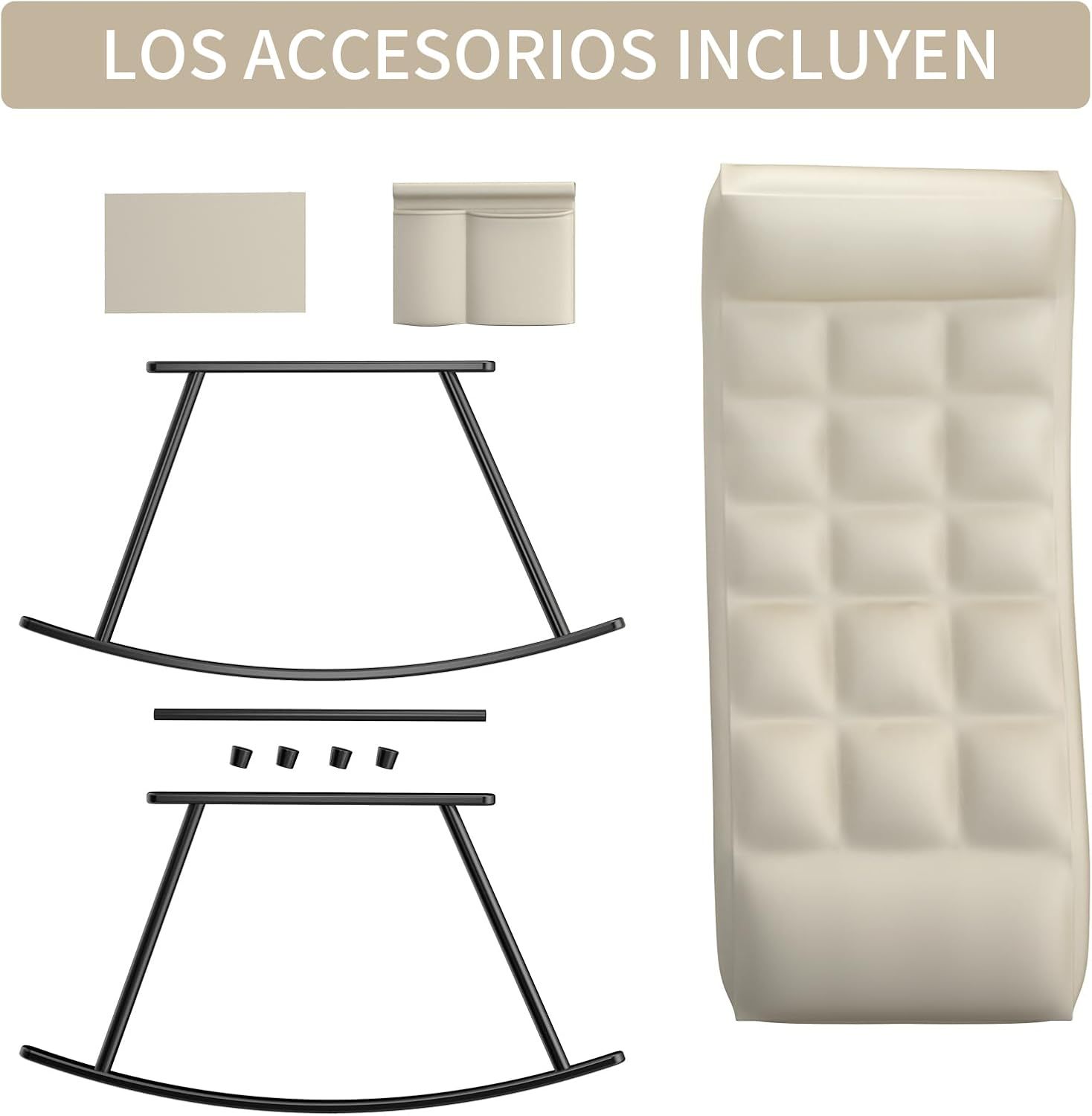 Sillas Mecedora, sillón reclinable Mecedora con Respaldo Regulable y reposapiernas, Sillón Reclinable para Salón, Dormitorio, balcón y Oficina, Puede soportar 300 kg (Blanquecino)