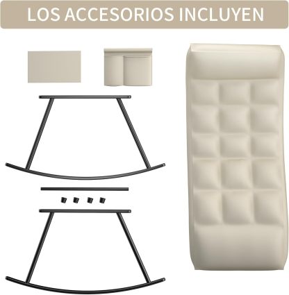 Sillas Mecedora, sillón reclinable Mecedora con Respaldo Regulable y reposapiernas, Sillón Reclinable para Salón, Dormitorio, balcón y Oficina, Puede soportar 300 kg (Blanquecino)