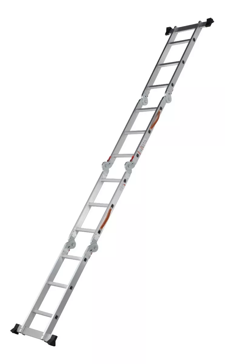 Escalera De Aluminio Multiposiciones Plegable KMEM35 Kingsman De 3.5 Metros Con 12 Peldaños Y Charolas Tipo Tijera Andamio Para 150 kg