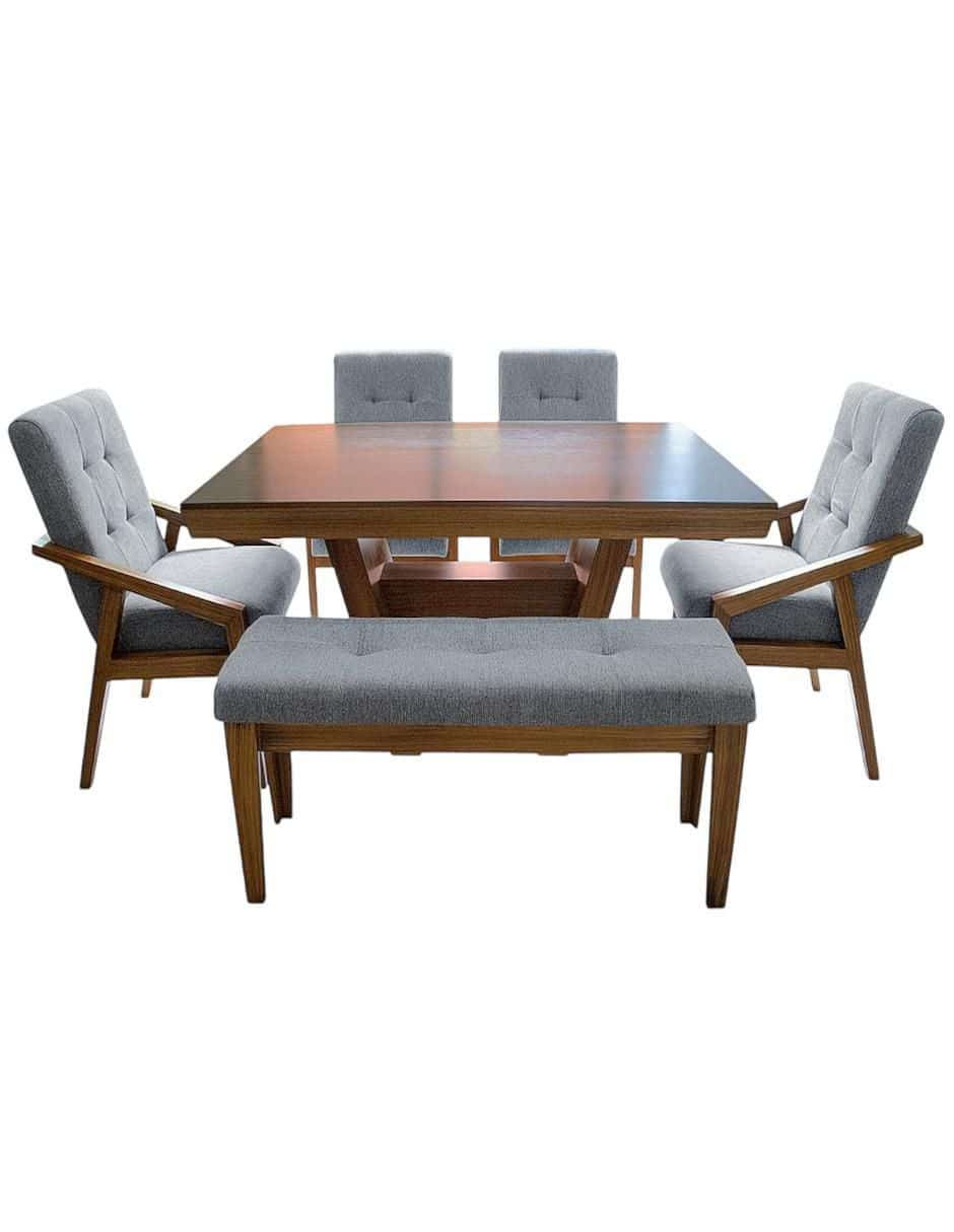 Comedor para 6 personas de madera de parota