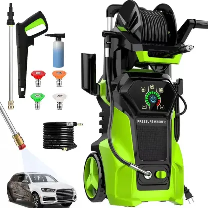 Lavadora de Alta Presión Eléctrica 4800 PSI 3.2 GPM con 4 Puntas Diferentes, Máquina de Limpieza de Alta Potencia de 1800W para Coches, Patios y Limpieza de Pisos